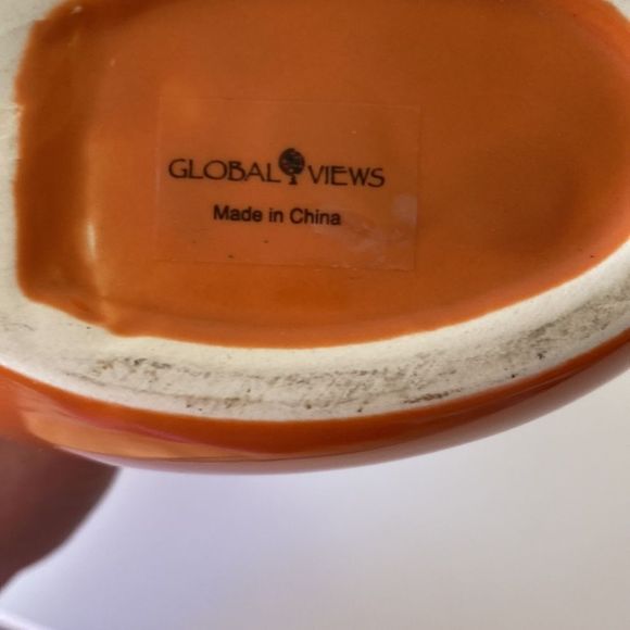 Set Of 2 Global Views Orange Mod Art Deco Bird Vases - Picture 11 of 11